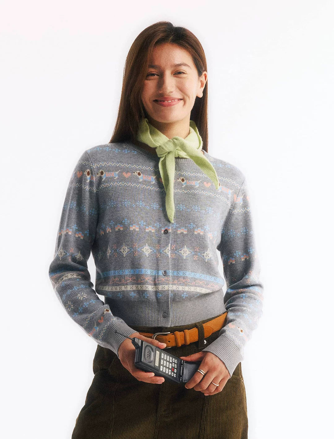 Wool Jacquard Knit Cardigan
