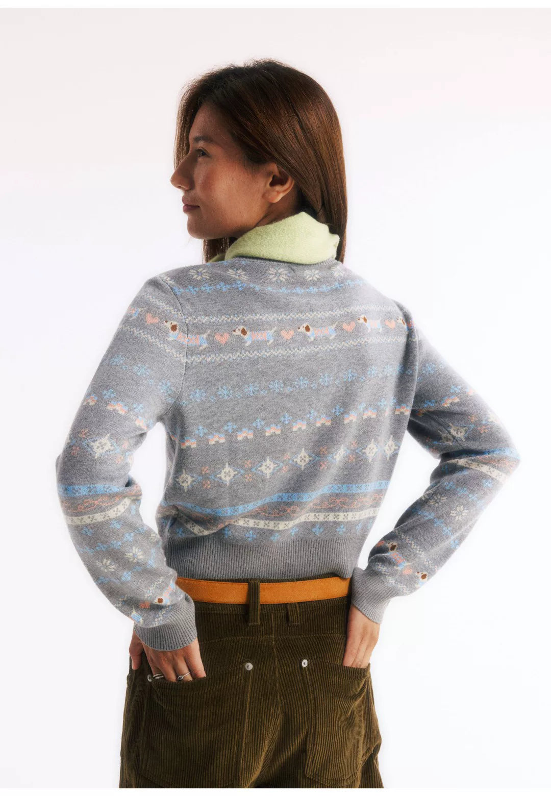 Wool Jacquard Knit Cardigan