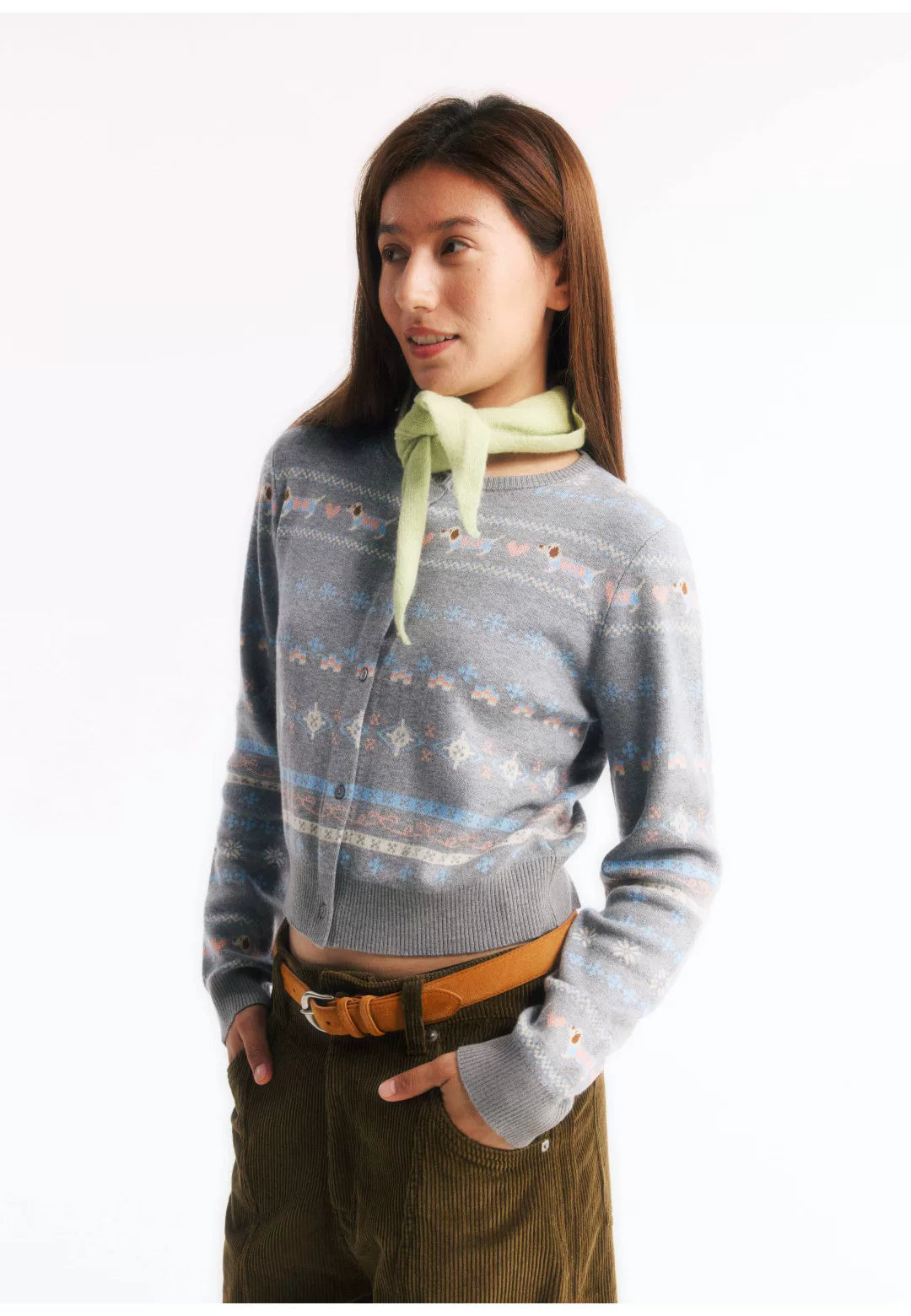 Wool Jacquard Knit Cardigan