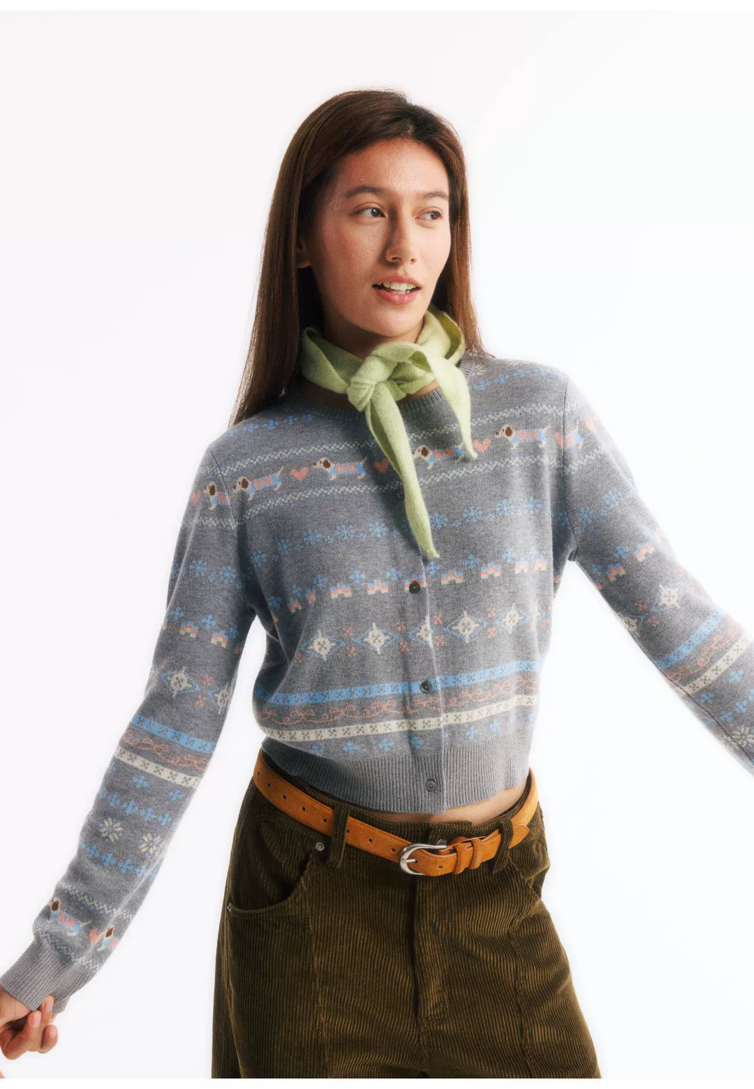 Wool Jacquard Knit Cardigan