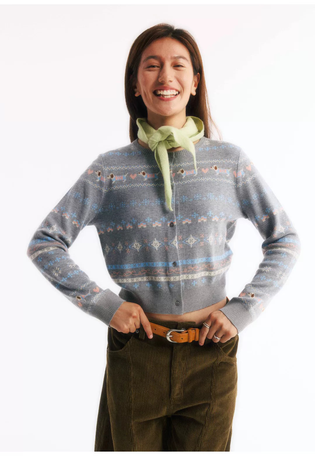 Wool Jacquard Knit Cardigan