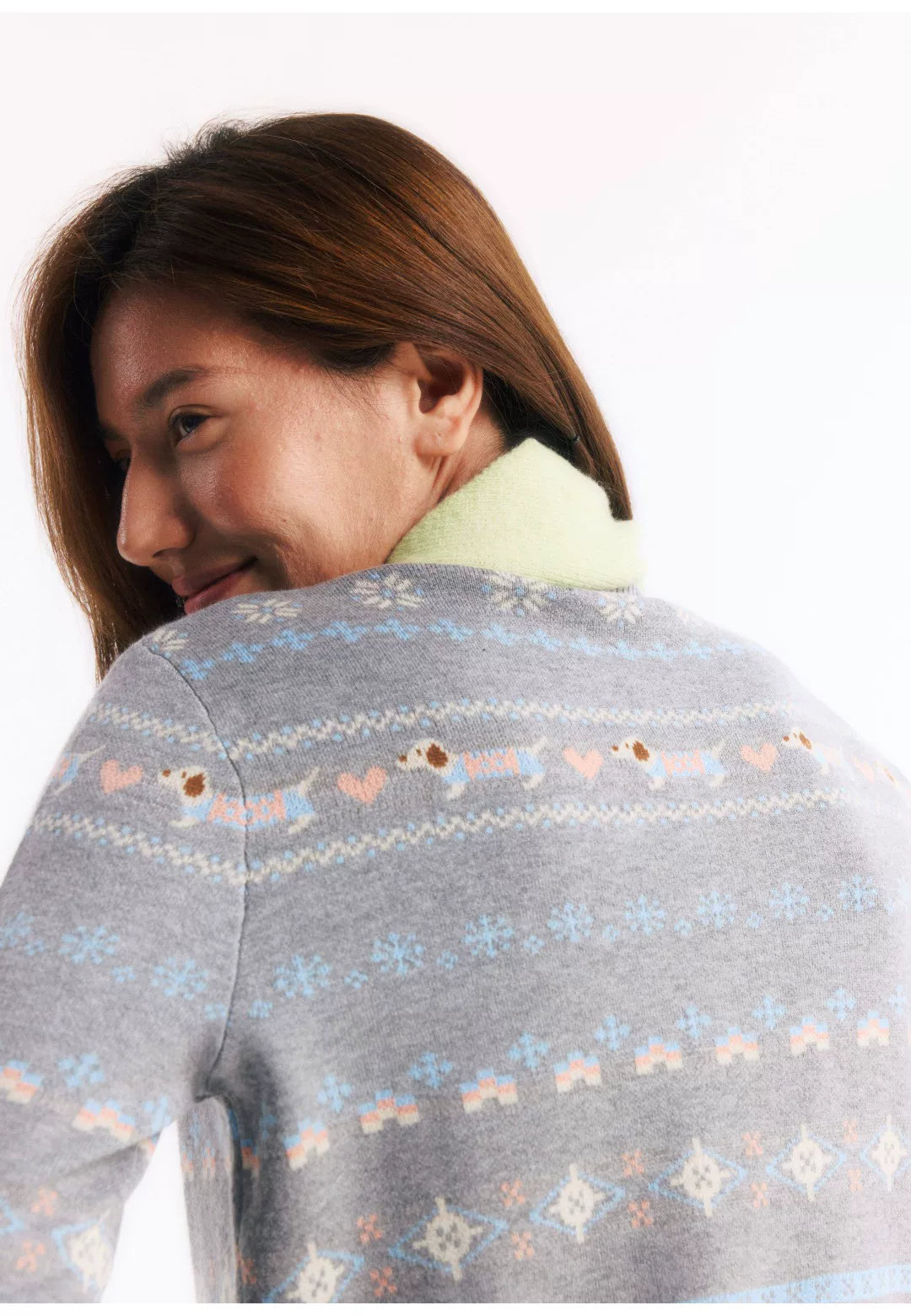 Wool Jacquard Knit Cardigan