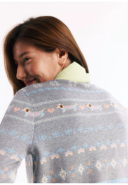 Wool Jacquard Knit Cardigan