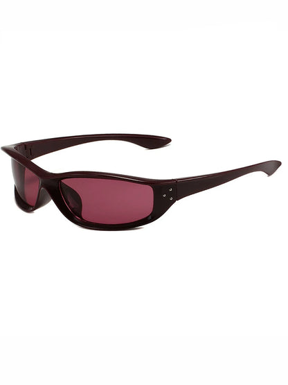 Burgundy / Brown Wraparound Tinted Sunglasses