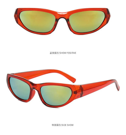 Red Y2K Angular Wraparound Sunglasses
