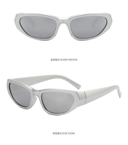 Silver Y2K Angular Wraparound Sunglasses