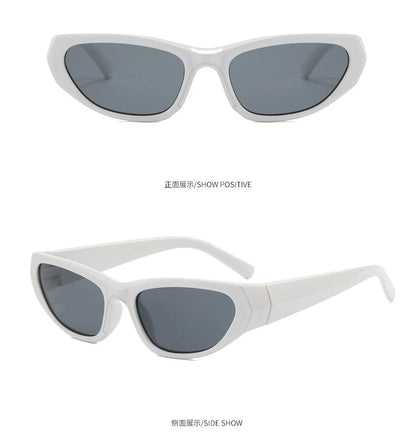 White Y2K Angular Wraparound Sunglasses