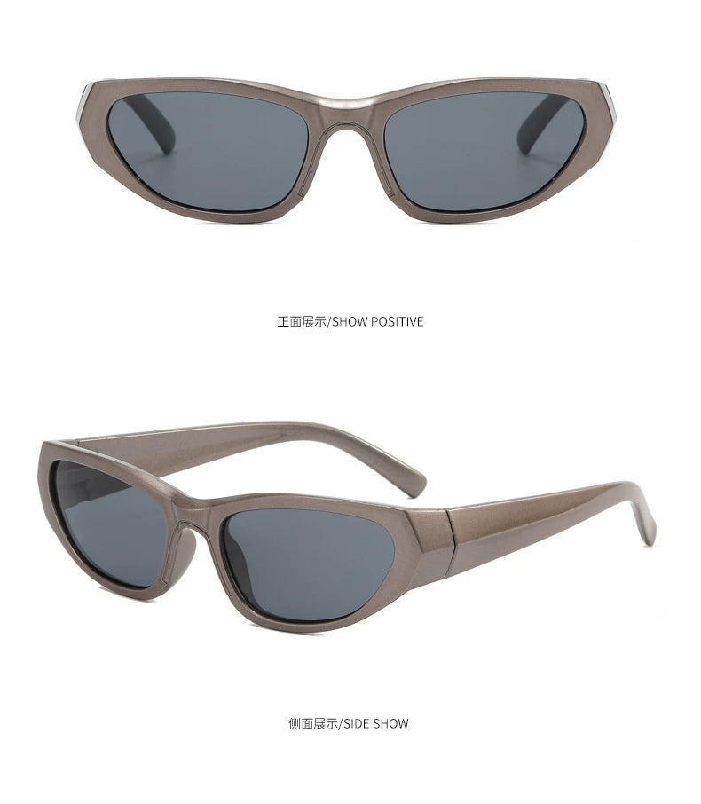 Pearlescent Grey Y2K Angular Wraparound Sunglasses
