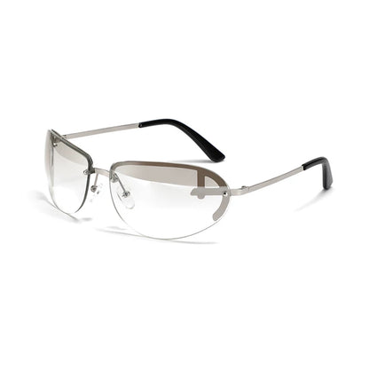 Silver-Grey Y2K Rimless Tinted Sunglasses