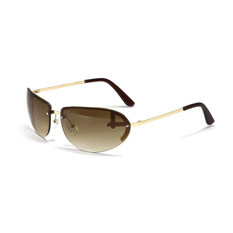 Brown Y2K Rimless Tinted Sunglasses